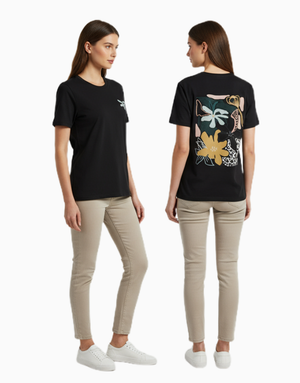 Women's Relaxed fit t-shirt Floral muse(fill) (ILS 016) In Lounge Store