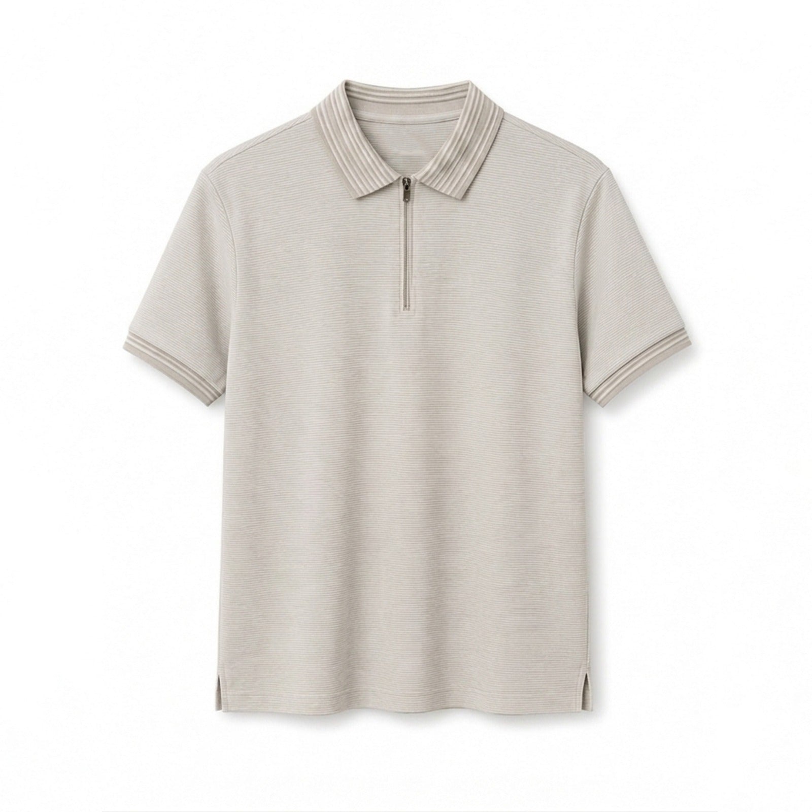 Men's Beige Zip-Collar Polo T-Shirt In Lounge Store