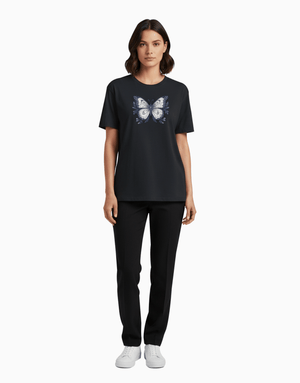 Women's Relaxed fit t-shirt Midnight Butterfly (ILS 013) In Lounge Store