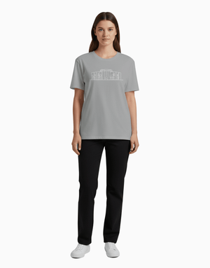 Unisex relaxed fit t-shirt with black fabric and white National Parliament graphic