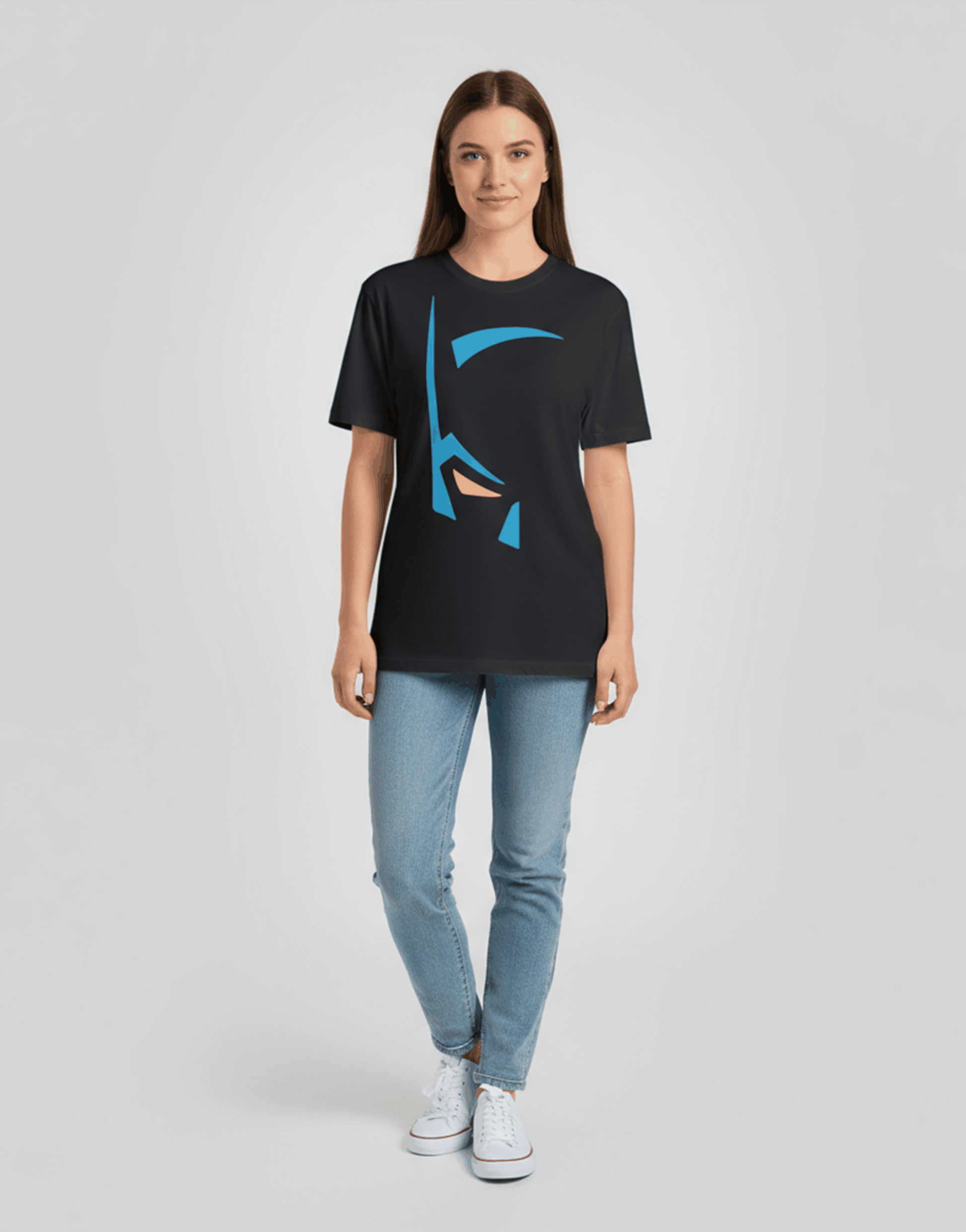 Unisex Relaxed fit t-shirt featuring minimalist Batman design in dark color