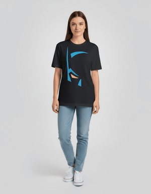 Unisex Relaxed fit t-shirt featuring minimalist Batman design in dark color
