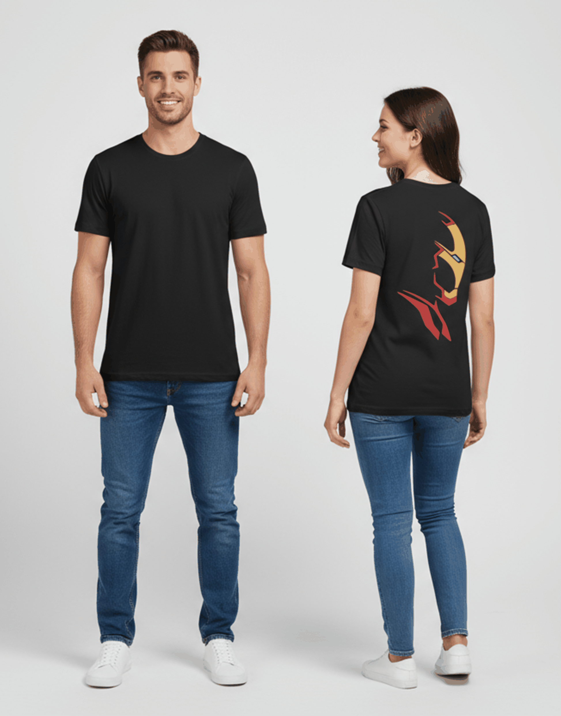 Unisex relaxed fit t-shirt with Iron Man-inspired back design in bold colors and breathable cotton