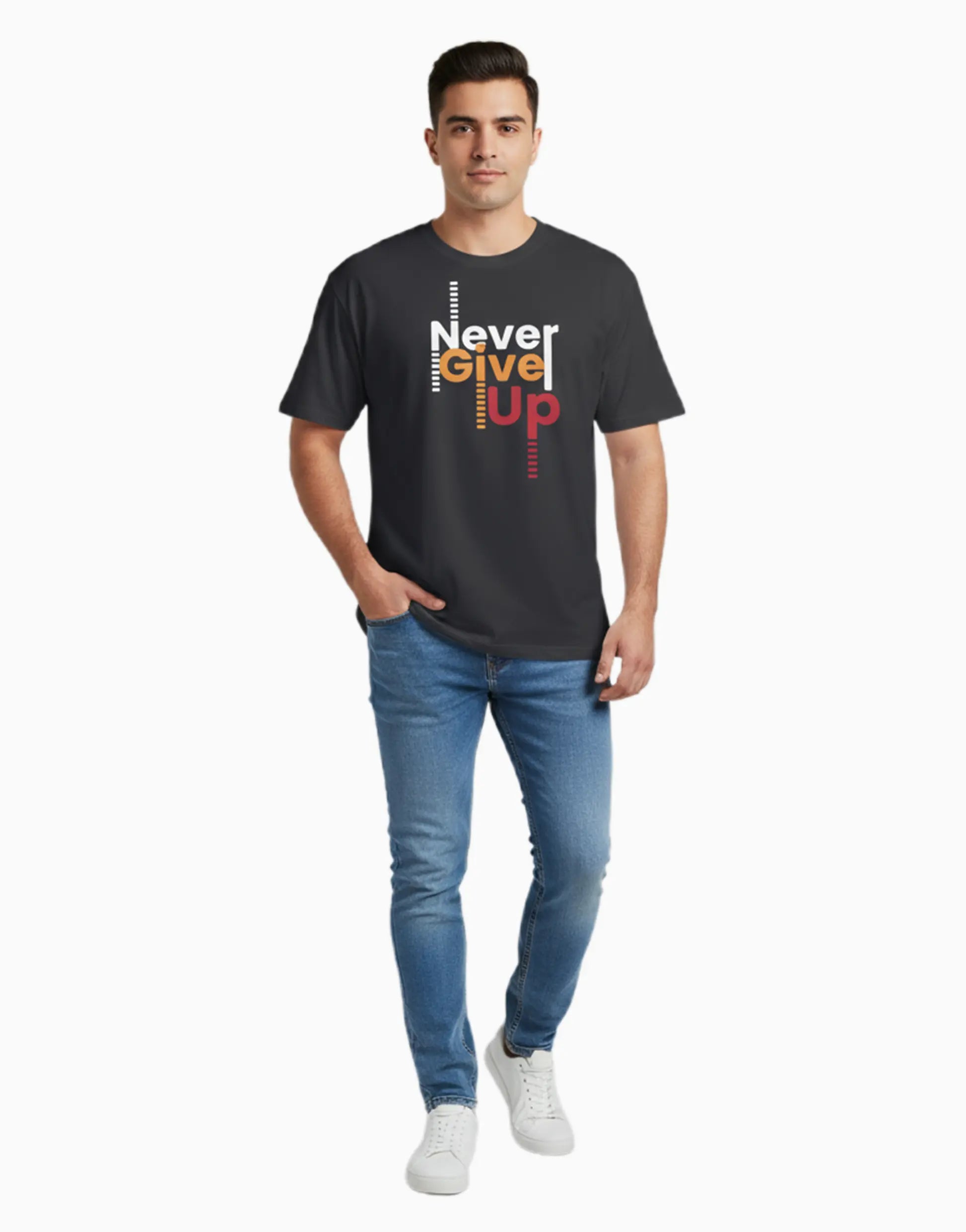 Unisex Relaxed fit t-shirt Never give up (ILS 040) In Lounge Store