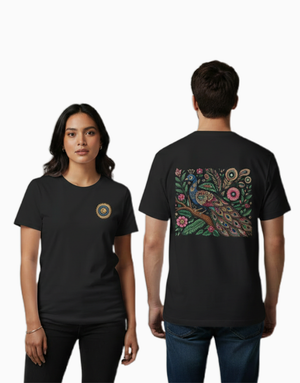Unisex Relaxed fit t-shirt Royal Peacock Rickshaw Art (back) (ILS 076) In Lounge Store