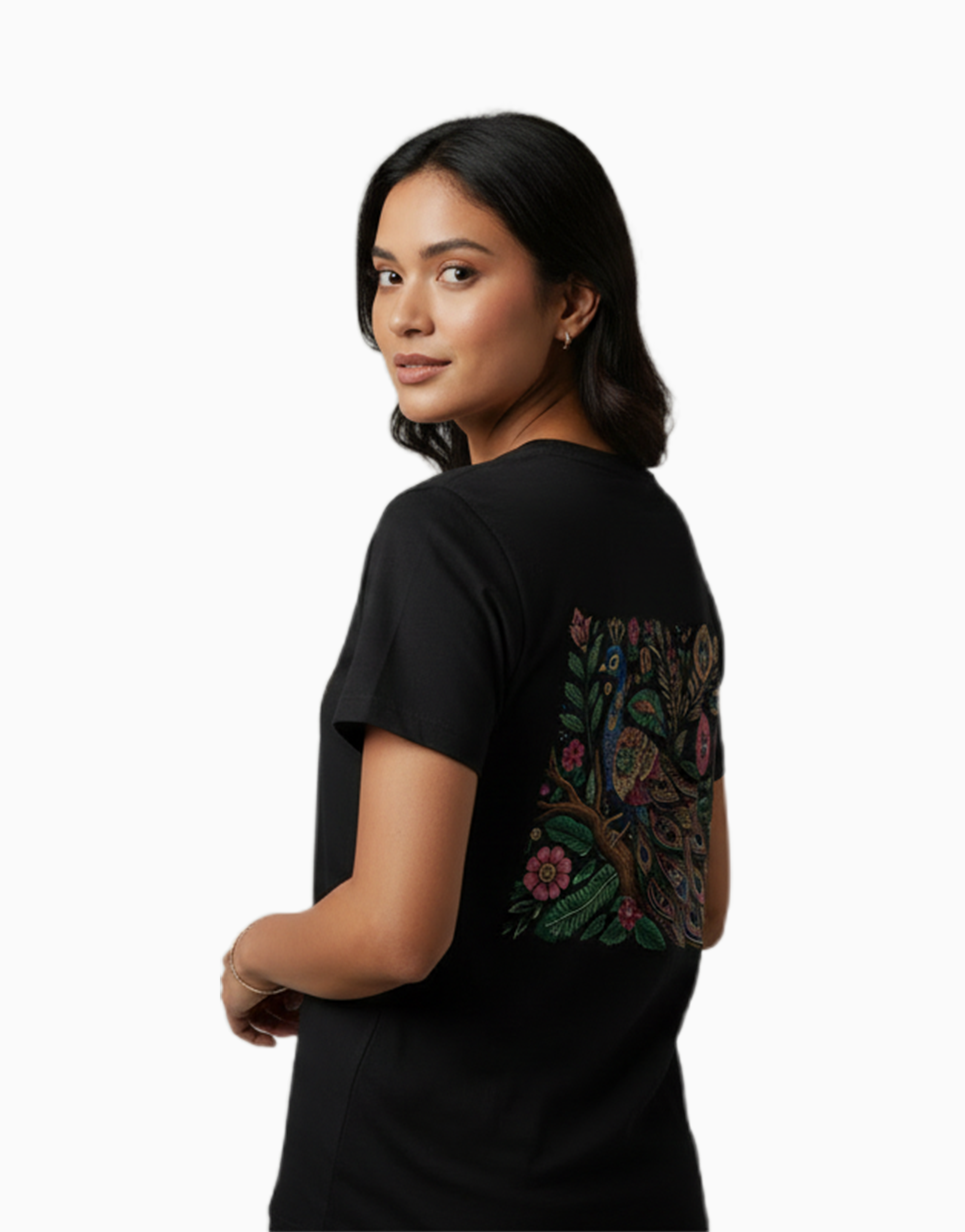 Unisex Relaxed fit t-shirt Royal Peacock Rickshaw Art (back) (ILS 076) In Lounge Store