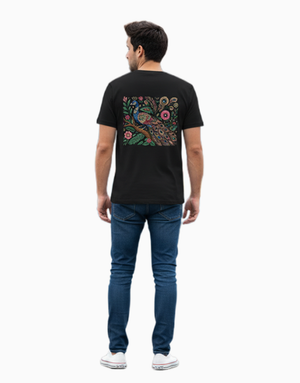 Unisex Relaxed fit t-shirt Royal Peacock Rickshaw Art (back) (ILS 076) In Lounge Store