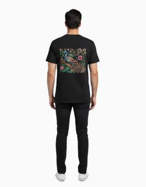 Unisex Relaxed fit t-shirt Royal Peacock Rickshaw Art (back) (ILS 076) In Lounge Store