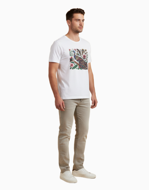 Unisex Relaxed fit t-shirt Royal Peacock Rickshaw Art (front) (ILS 075) In Lounge Store