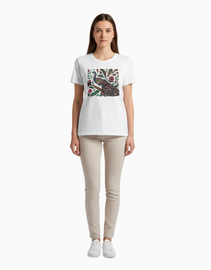 Unisex Relaxed fit t-shirt Royal Peacock Rickshaw Art (front) (ILS 075) In Lounge Store