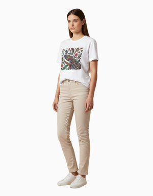 Unisex Relaxed fit t-shirt Royal Peacock Rickshaw Art (front) (ILS 075) In Lounge Store