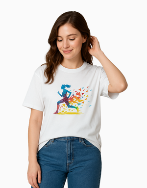 Unisex Relaxed fit t-shirt "Color Burst Runner" (ILS 073) In Lounge Store