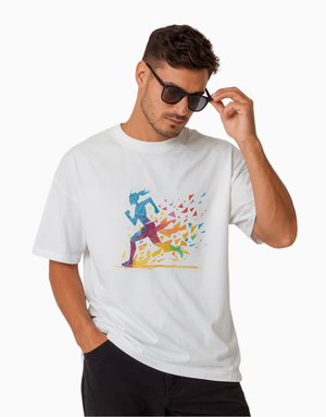 Unisex Relaxed fit t-shirt "Color Burst Runner" (ILS 073) In Lounge Store