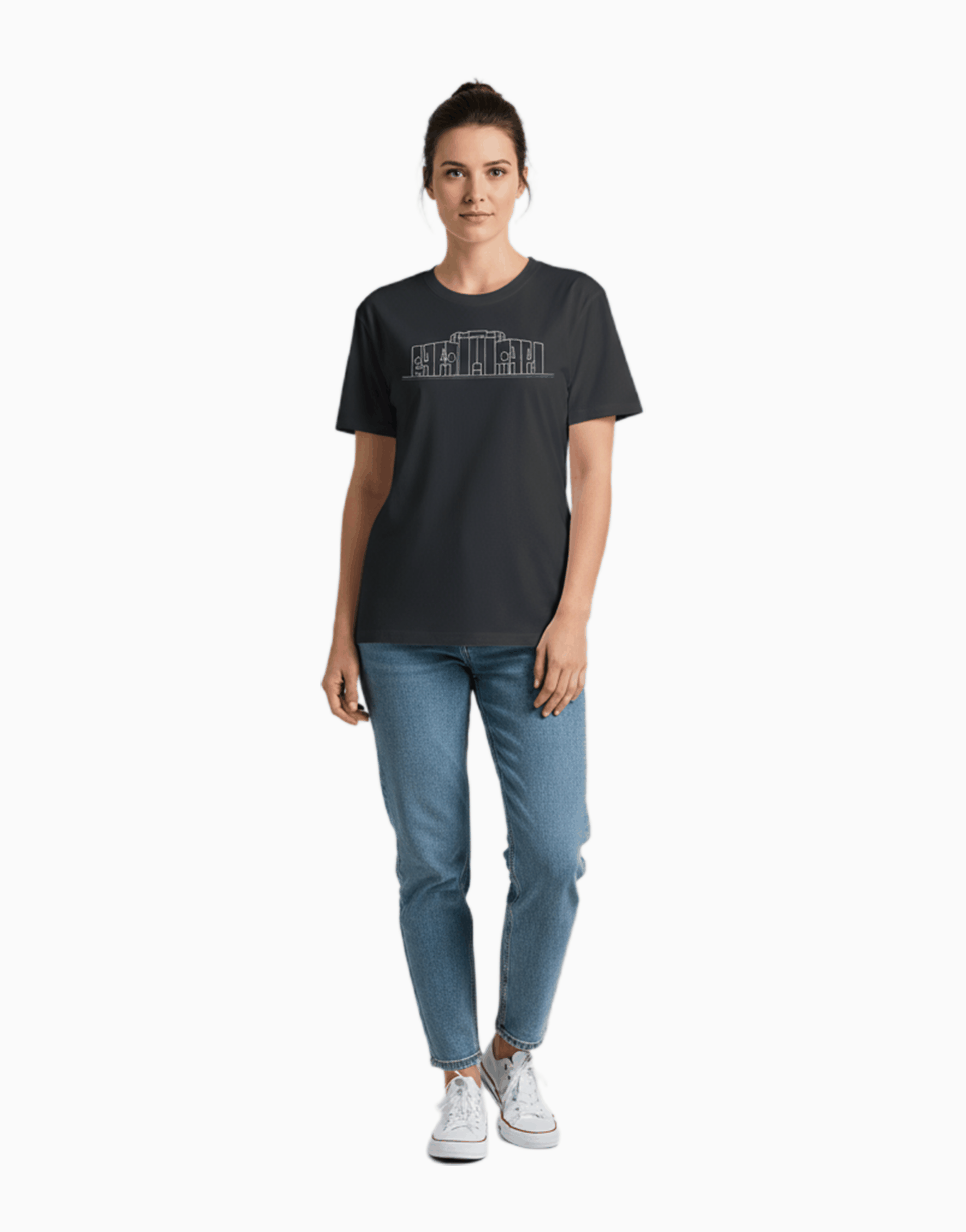 Unisex relaxed fit t-shirt with black fabric and white Parliament print design