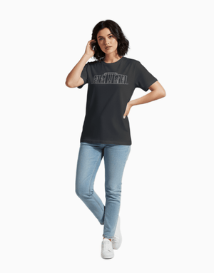 Unisex Relaxed fit t-shirt with white National Parliament print on black fabric