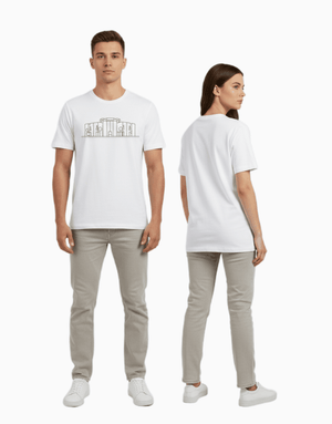 Unisex Relaxed fit t-shirt with black fabric and white National Parliament graphic print