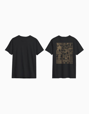 Unisex Relaxed fit t-shirt "Urban Geometry"(golden) (ILS 032) In Lounge Store