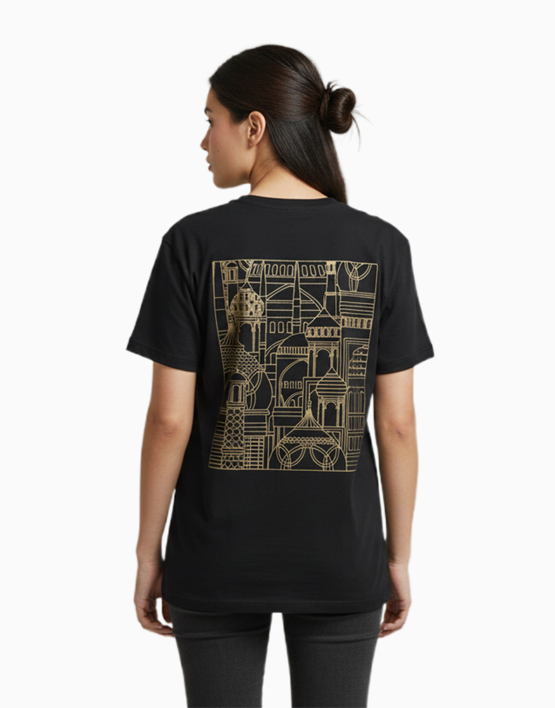 Unisex Relaxed fit t-shirt "Urban Geometry"(golden) (ILS 032) In Lounge Store