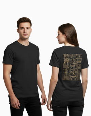 Unisex Relaxed fit t-shirt "Urban Geometry"(golden) (ILS 032) In Lounge Store