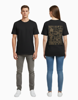 Unisex Relaxed fit t-shirt "Urban Geometry"(golden) (ILS 032) In Lounge Store