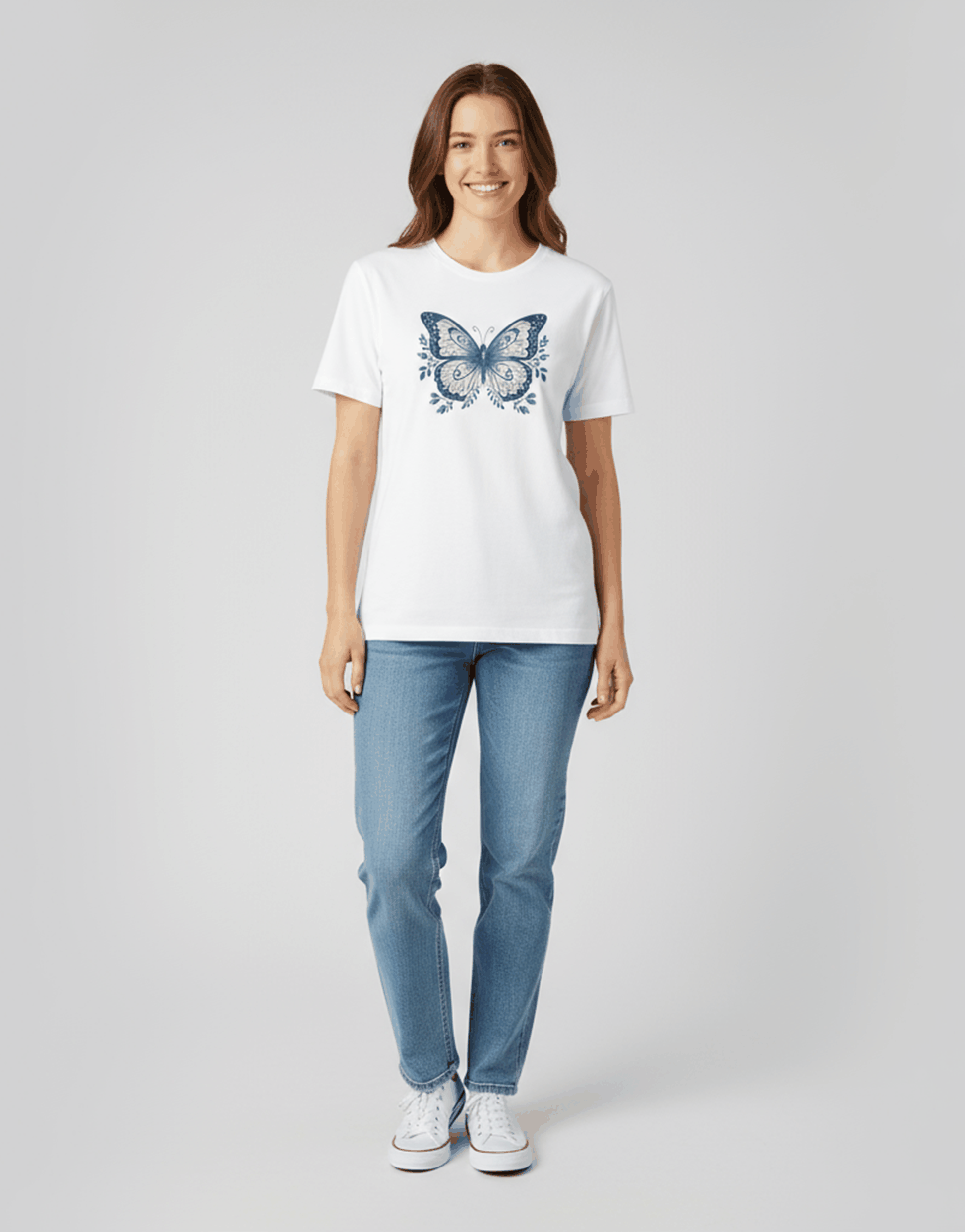 Women's Relaxed fit t-shirt Midnight Butterfly (ILS 013) In Lounge Store