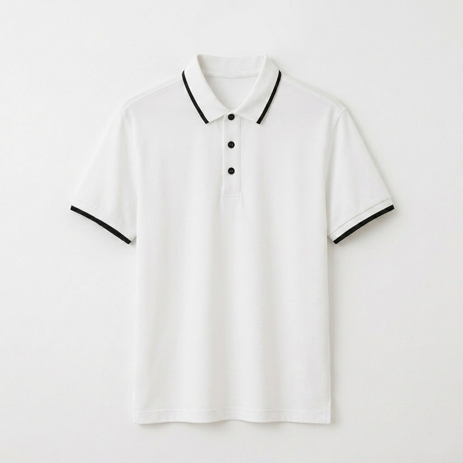 Men's Classic White Polo T-Shirt with Contrast Trim In Lounge Store