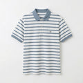 Men's Sky Blue & White Striped Polo T-Shirt In Lounge Store