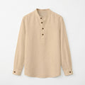 Unisex Beige Mandarin Collar Linen Fatua Shirt In Lounge Store