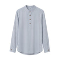 Unisex Sky Blue & Black Striped Mandarin Collar Fatua Shirt In Lounge Store