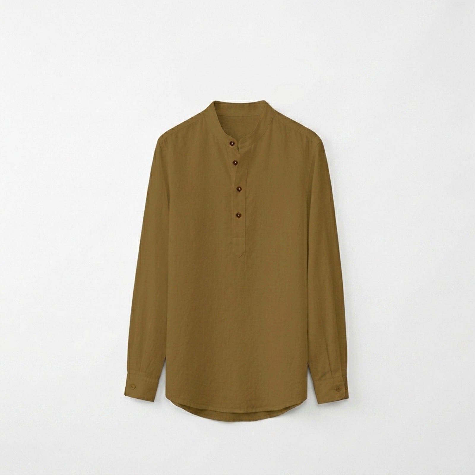 Unisex Olive Green Mandarin Collar Fatua Shirt In Lounge Store