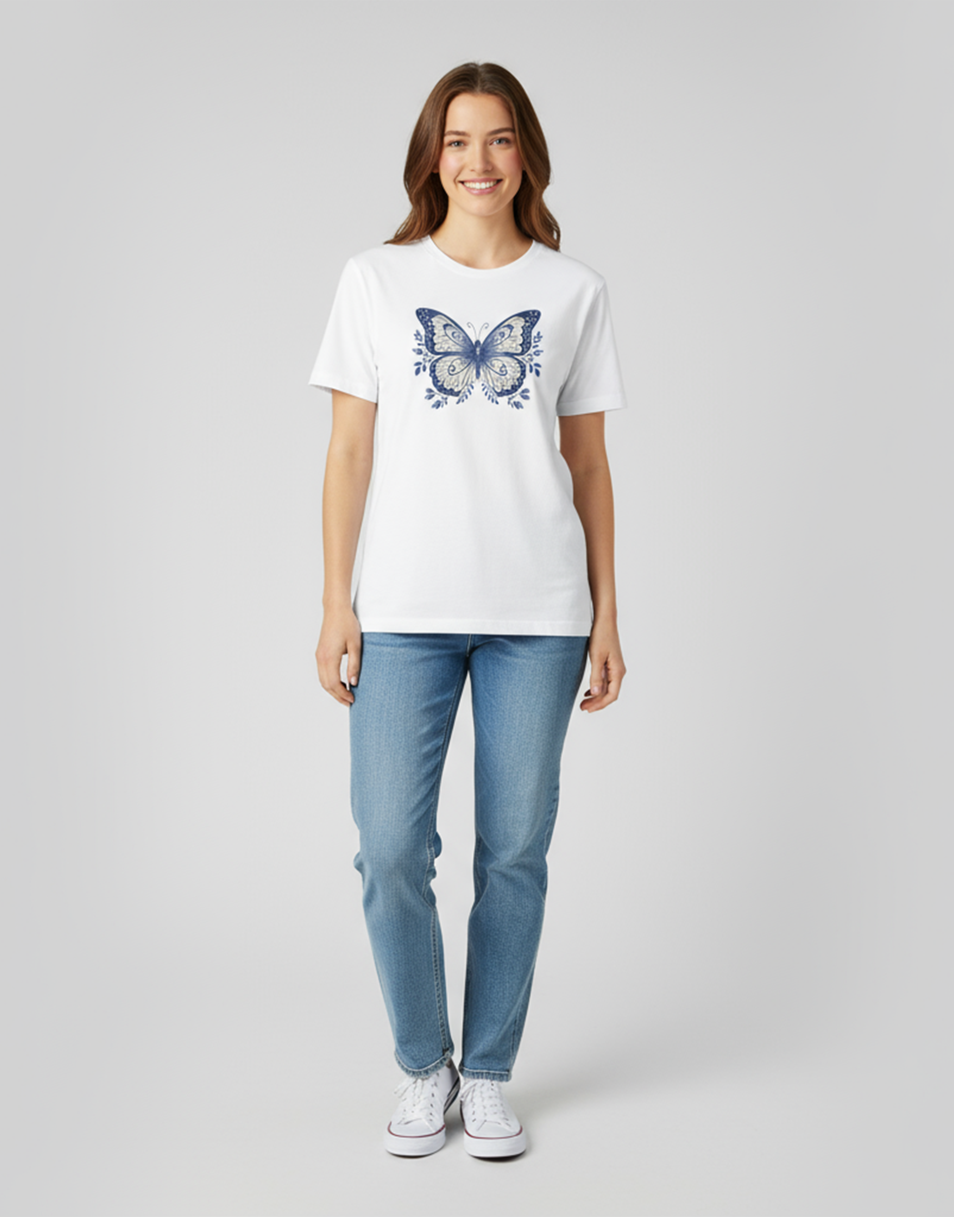 Women's Relaxed fit t-shirt Midnight Butterfly (ILS 013)