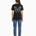 Women's Relaxed fit t-shirt "pink Butterfly" (ILS 067)