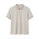 Men's Beige Zip-Collar Polo T-Shirt