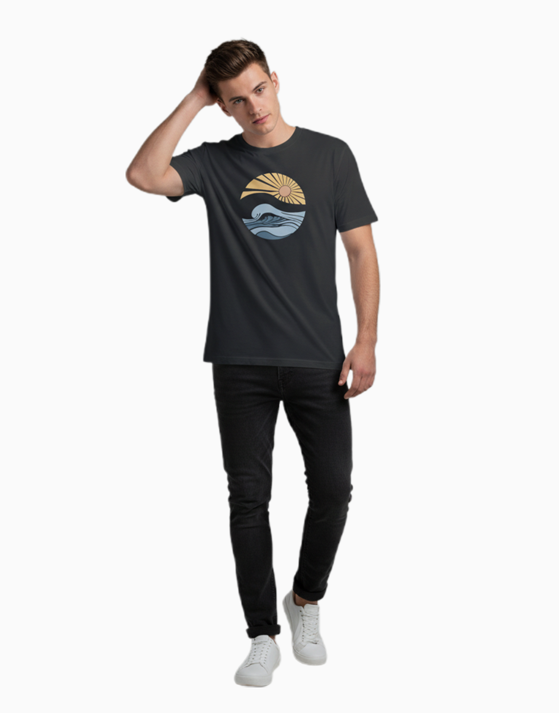 Men_sPremiumt-shirt_SunshineWave__BLACK_1.png Men's Premium t-shirt "Sunshine Wave" (ILS 064) - Image 1