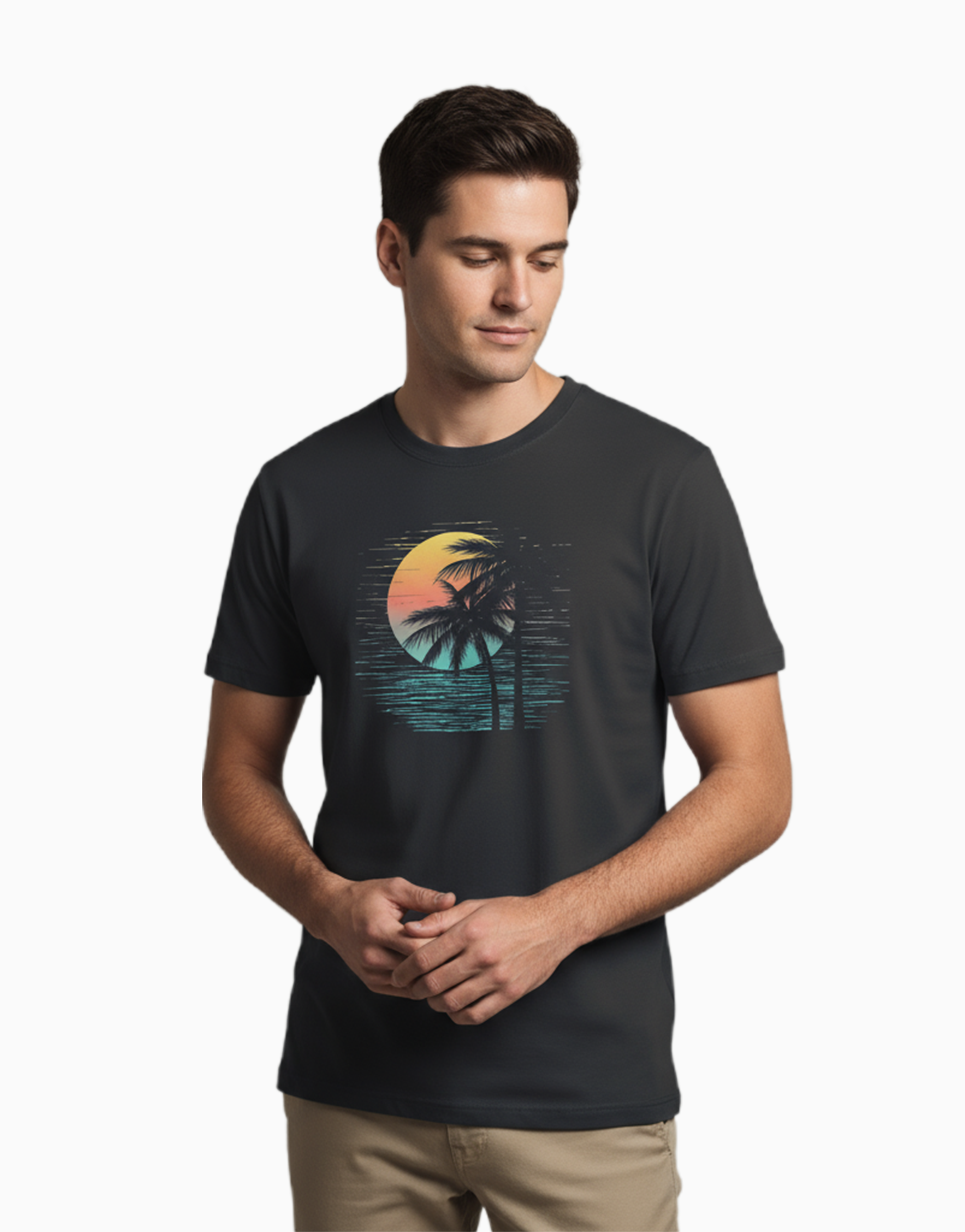 Men_sRelaxedfitt-shirtSunsetWave_BLACK.png Men's Relaxed fit t-shirt Sunset Wave (ILS 020) - Image 1